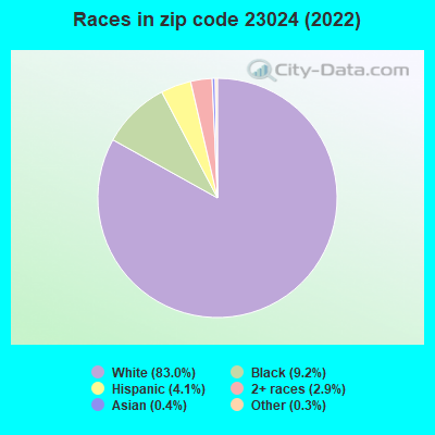 Races in zip code 23024 (2022)