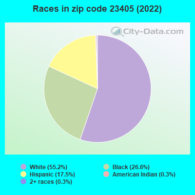 Races in zip code 23405 (2022)