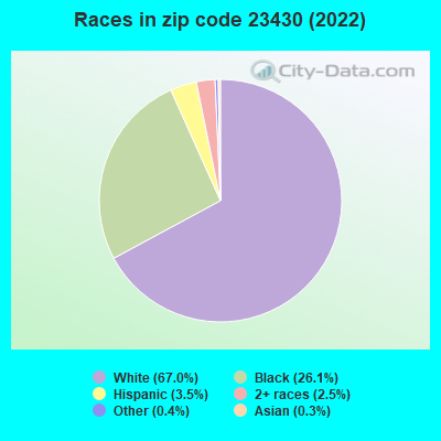 Races in zip code 23430 (2022)