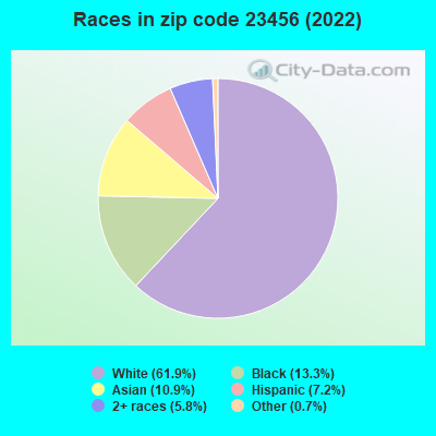 Races in zip code 23456 (2022)