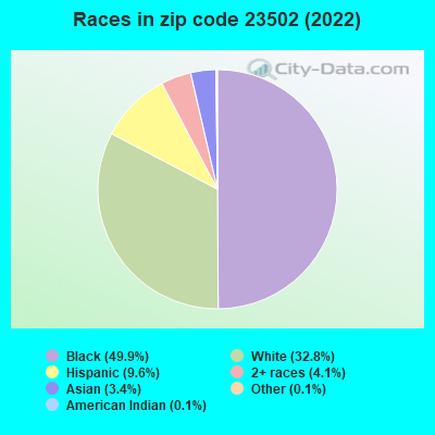 Races in zip code 23502 (2022)