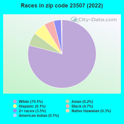 Races in zip code 23507 (2022)