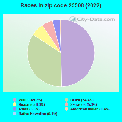 Races in zip code 23508 (2022)