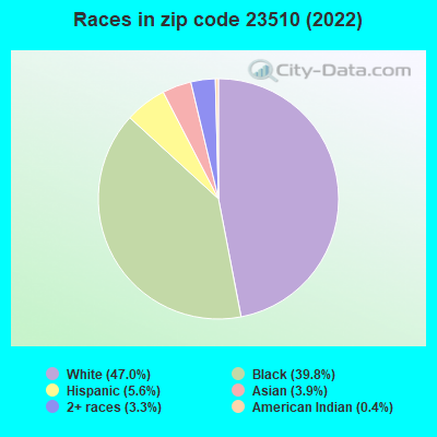 Races in zip code 23510 (2022)