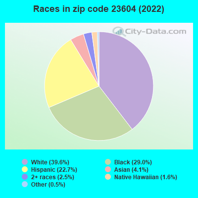 Races in zip code 23604 (2022)