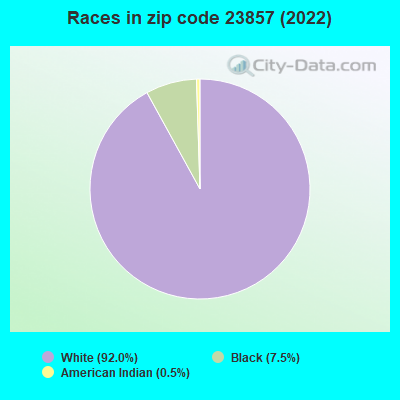 Races in zip code 23857 (2022)