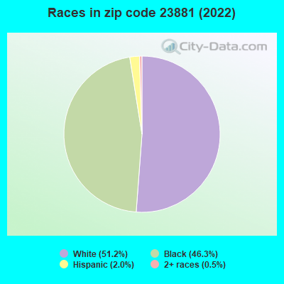 Races in zip code 23881 (2022)