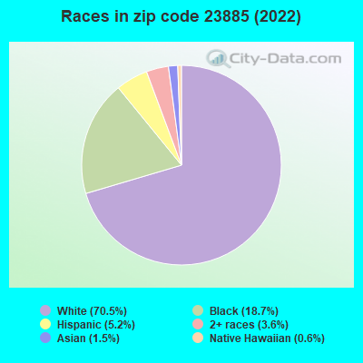 Races in zip code 23885 (2022)