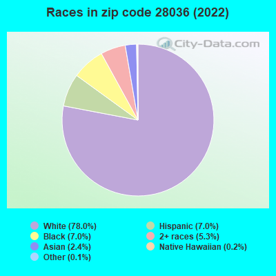 Races in zip code 28036 (2022)