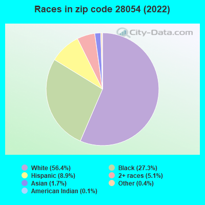 Races in zip code 28054 (2022)
