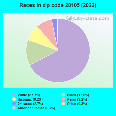 Races in zip code 28105 (2022)