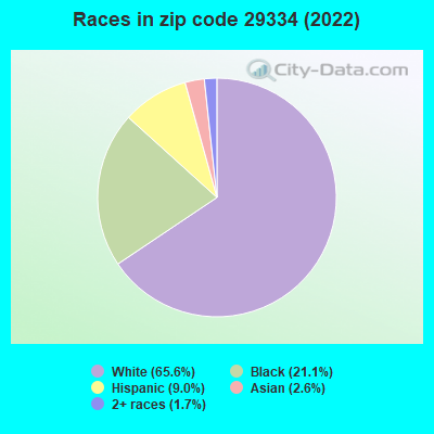 Races in zip code 29334 (2022)