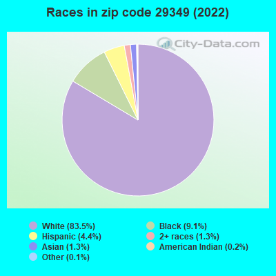 Races in zip code 29349 (2022)