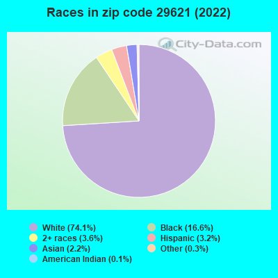 Races in zip code 29621 (2022)