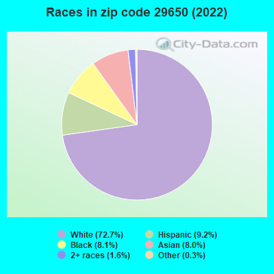 Races in zip code 29650 (2022)