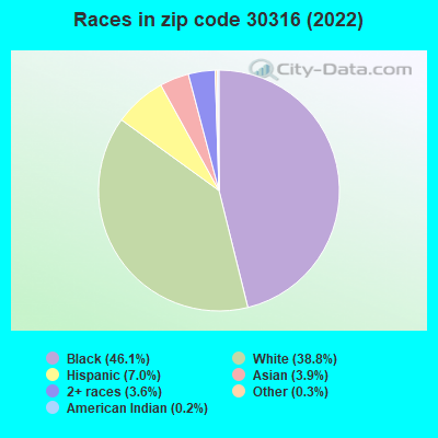 Races in zip code 30316 (2022)