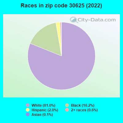 Races in zip code 30625 (2022)