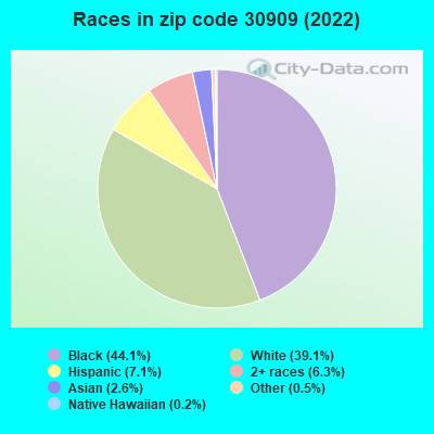 Races in zip code 30909 (2022)