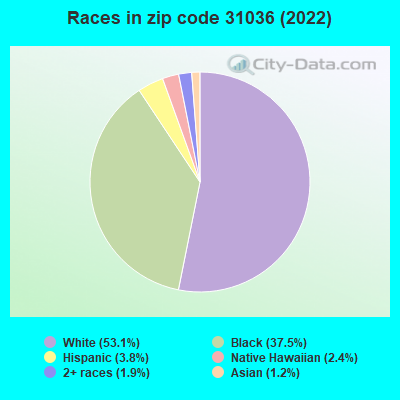 Races in zip code 31036 (2022)