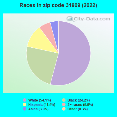 Races in zip code 31909 (2022)