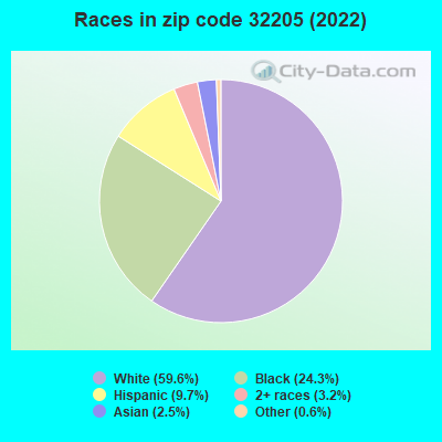 Races in zip code 32205 (2022)