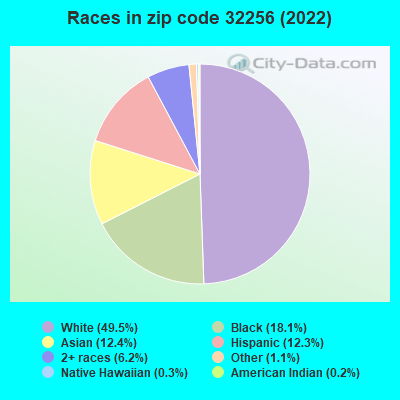 Races in zip code 32256 (2022)