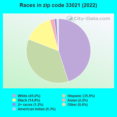 Races in zip code 33021 (2022)