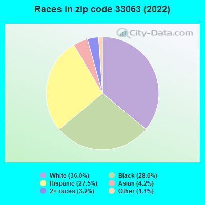 Races in zip code 33063 (2022)