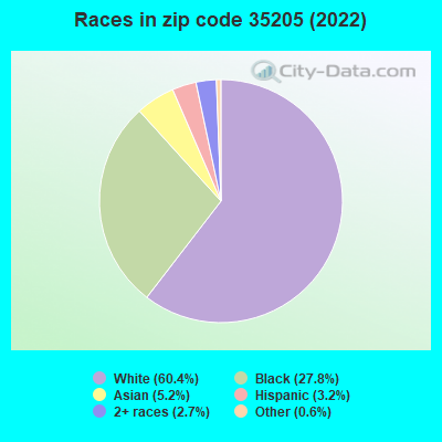 Races in zip code 35205 (2022)