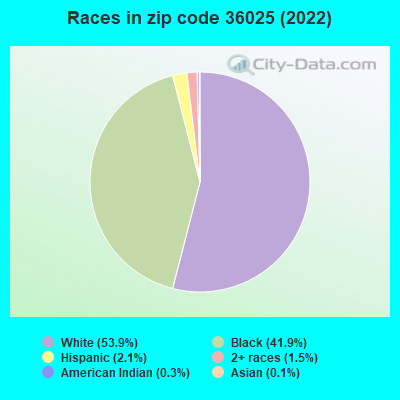 Races in zip code 36025 (2022)