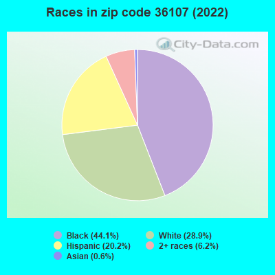 Races in zip code 36107 (2022)
