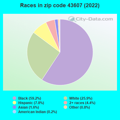 Races in zip code 43607 (2022)
