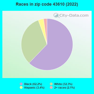 Races in zip code 43610 (2022)