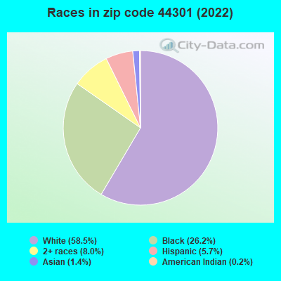 Races in zip code 44301 (2022)
