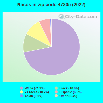 Races in zip code 47305 (2022)