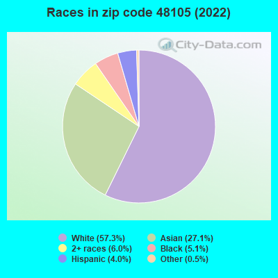 Races in zip code 48105 (2022)