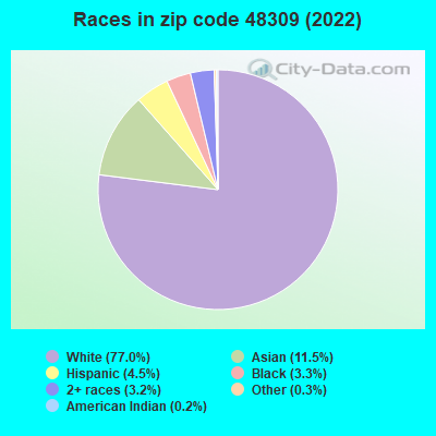 Races in zip code 48309 (2022)