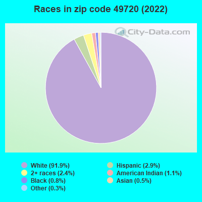 Races in zip code 49720 (2022)