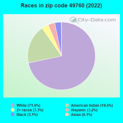 Races in zip code 49760 (2022)