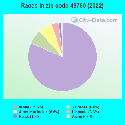 Races in zip code 49780 (2022)