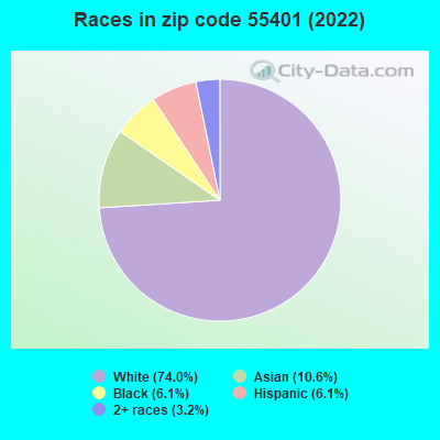 Races in zip code 55401 (2022)