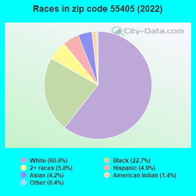 Races in zip code 55405 (2022)