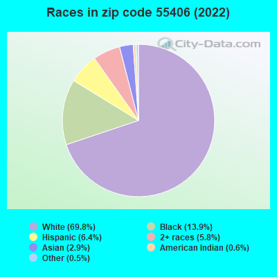 Races in zip code 55406 (2022)