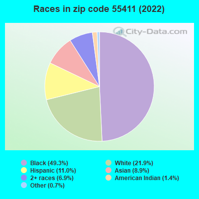 Races in zip code 55411 (2022)