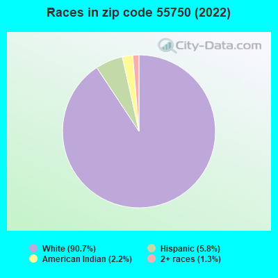 Races in zip code 55750 (2022)