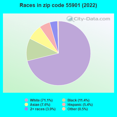 Races in zip code 55901 (2022)