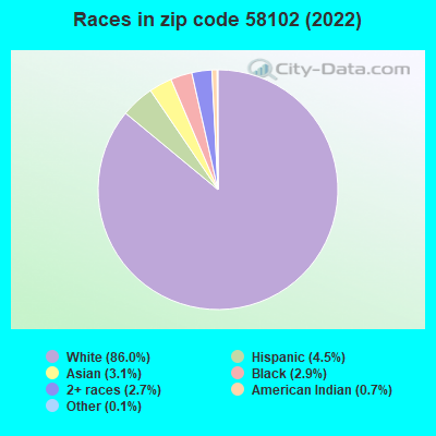 Races in zip code 58102 (2022)