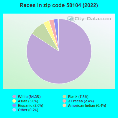Races in zip code 58104 (2022)