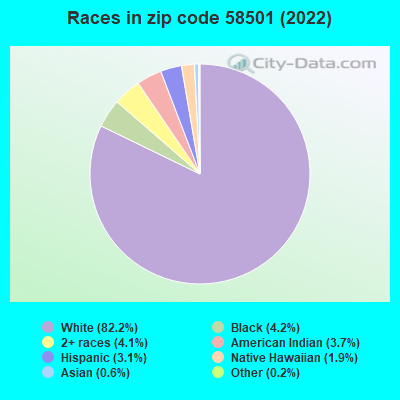 Races in zip code 58501 (2022)
