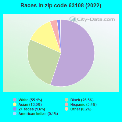 Races in zip code 63108 (2022)